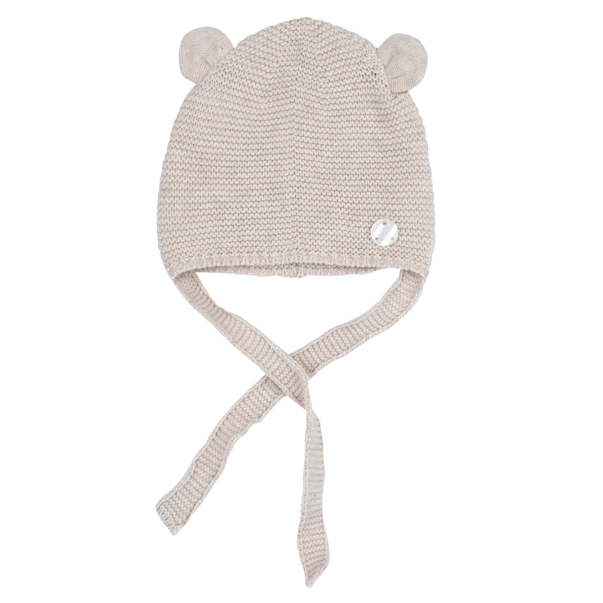 Berrettino In Maglia Da Neonato Beige