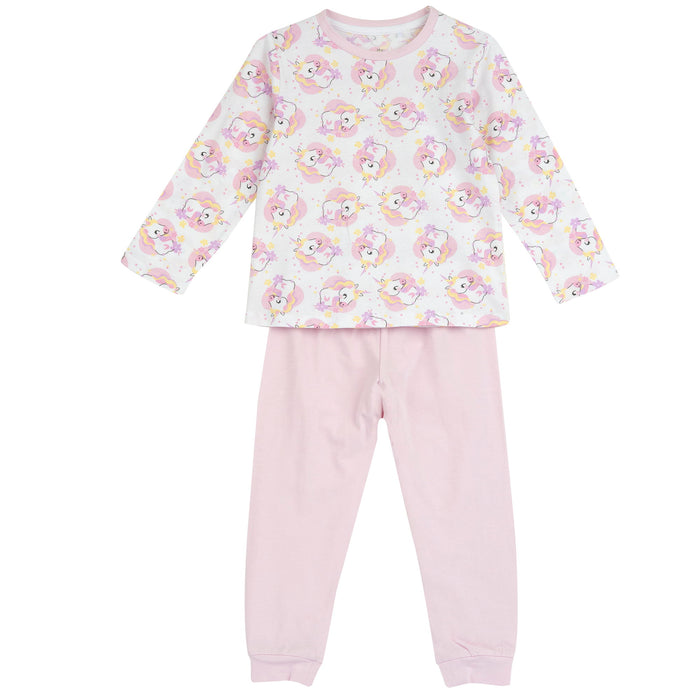Pigiama Lungo Rosa E Maglia Unicorno