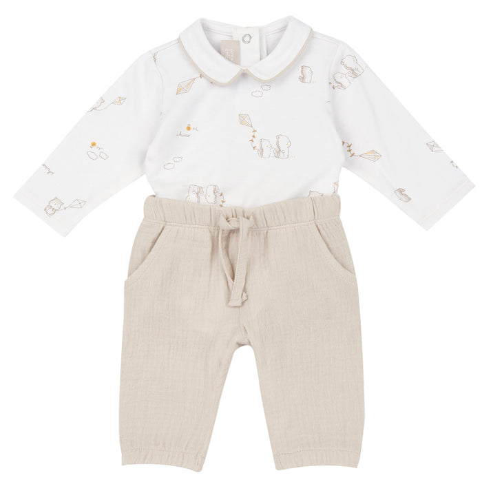 Set 2 Pezzi Body E Pantaloni Lunghi Beige
