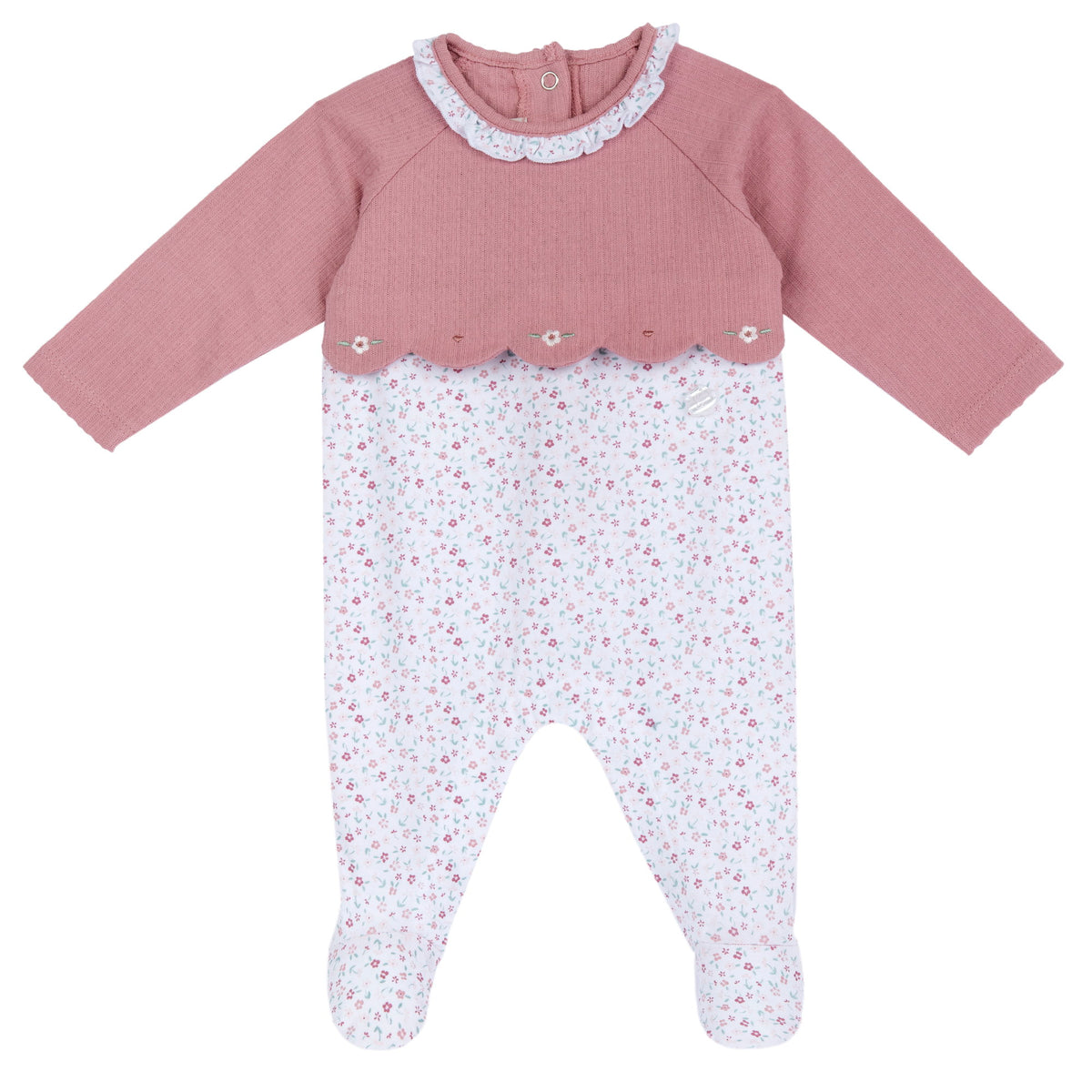 Tutina Neonata Bicolor Con Corpino Rosa E Pantaloni Flor