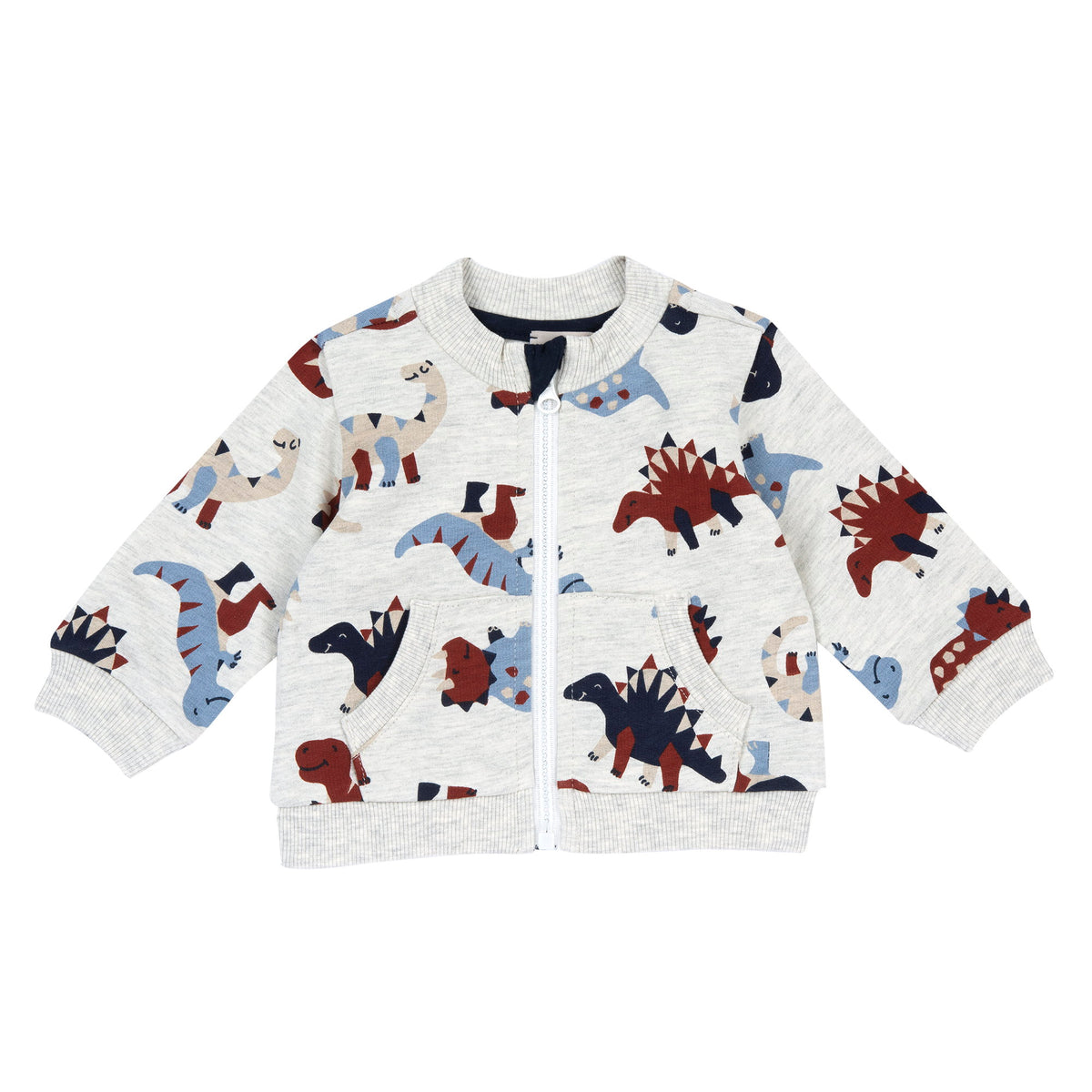 Cardigan Zip Fantasia Dino Bianco