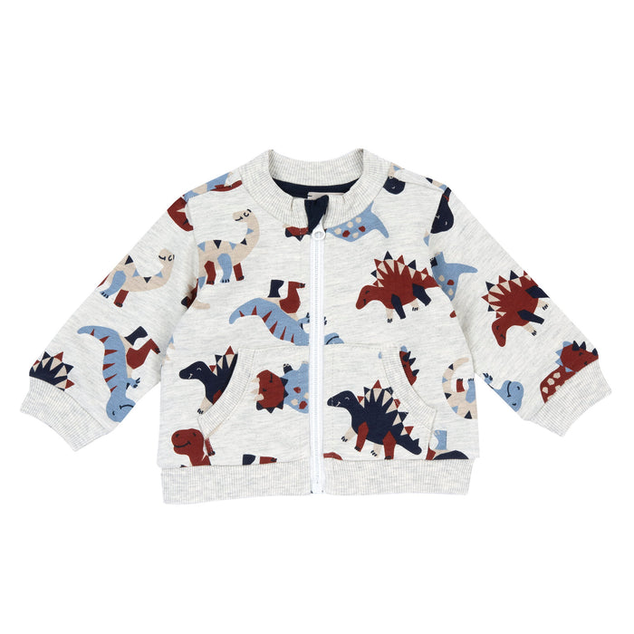 Cardigan Zip Fantasia Dino Bianco