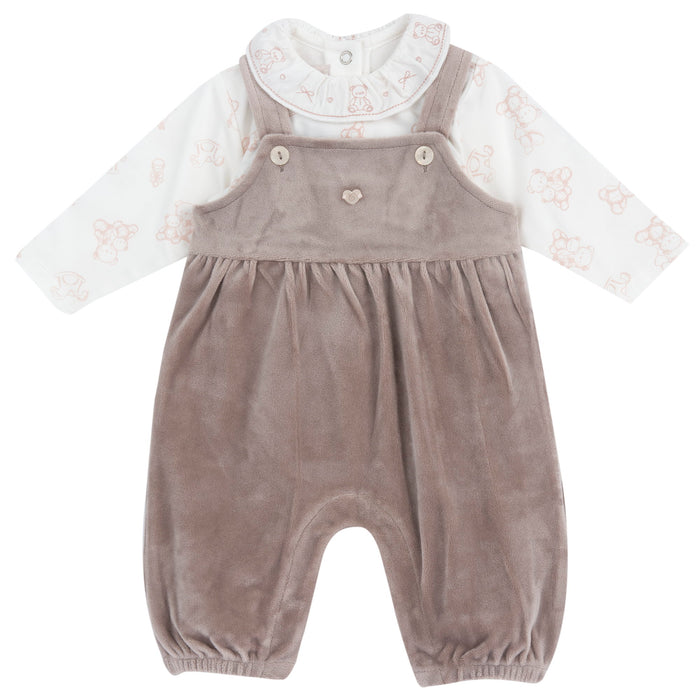 Set 2 Pz Body+ Salopette Lunga Marrone