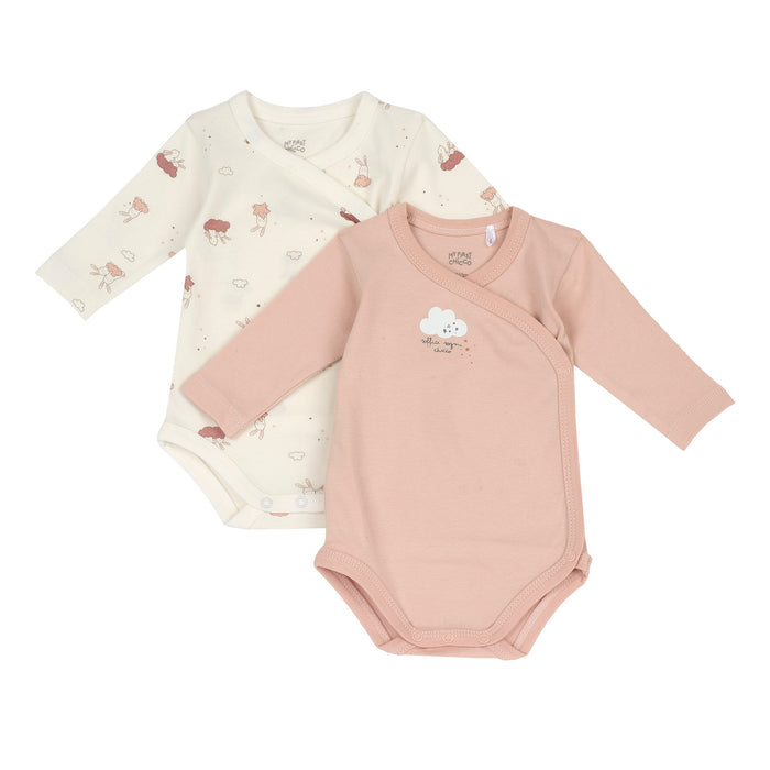 Set 2 Body Incrociato M/L Rosa Bianco