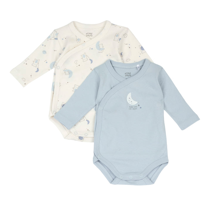 Set 2 Body Incrociato M/L Azzurro Bianco