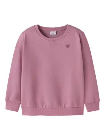Felpa Girocollo Da Bambina Con Cuore Glitter Rosa Antico