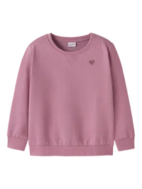 Felpa Girocollo Da Bambina Con Cuore Glitter Rosa Antico