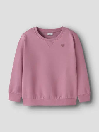 Felpa Girocollo Da Bambina Con Cuore Glitter Rosa Antico
