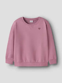 Felpa Girocollo Da Bambina Con Cuore Glitter Rosa Antico