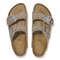 Arizona Rivet Taupe Suede Leather