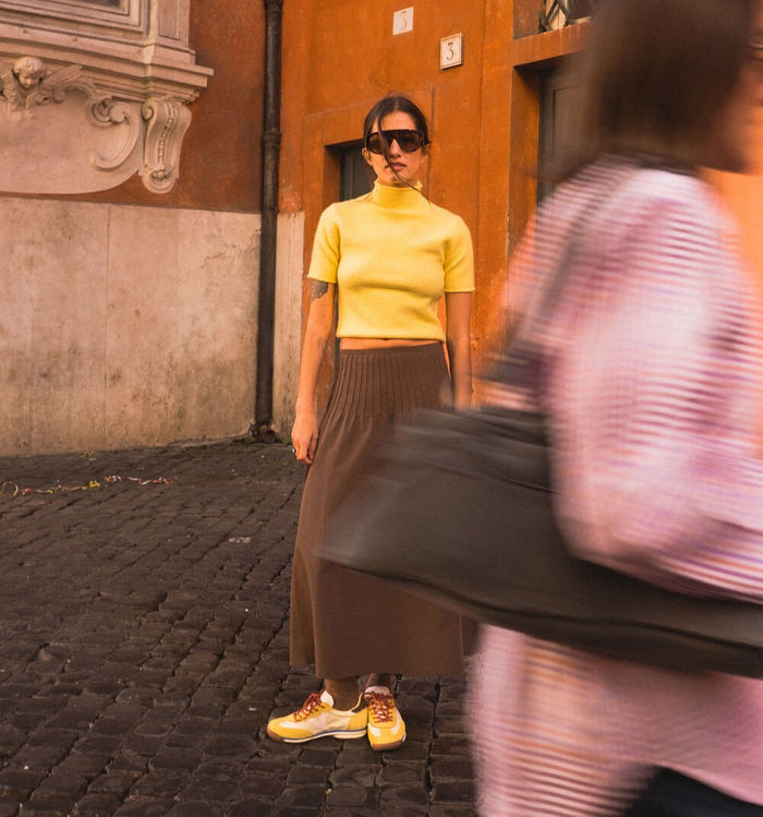 Sneakers Saturno Nylon Suede Giallo