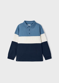 Polo Manica Lunga Color Block Stobe Blue