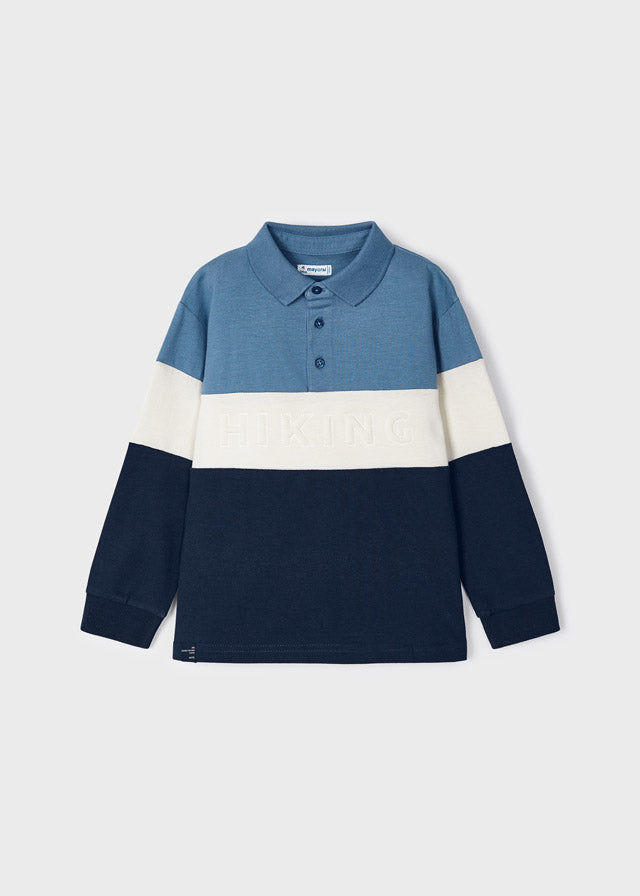 Polo Manica Lunga Color Block Stobe Blue