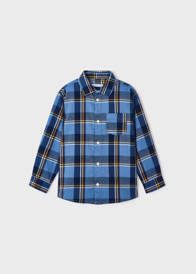 Camicia Manica Lunga Quadri Cielo