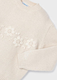 Maglione Fiori Ricamo Zenzero