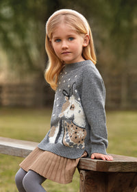 Vestito Tricot con Motivi Argento