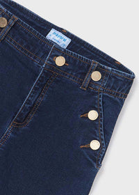 Pantalone Lungo Jeans Bottoni Scuro