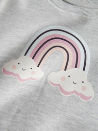Felpa Bambina Grigio Melange Con Arcobaleno