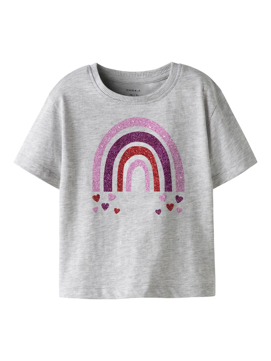 T-Shirt Bambina Grigia Glitter Arcobaleno
