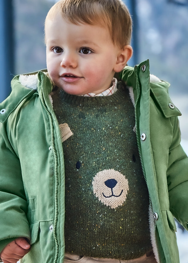 Maglione Verde con Faccia Orso