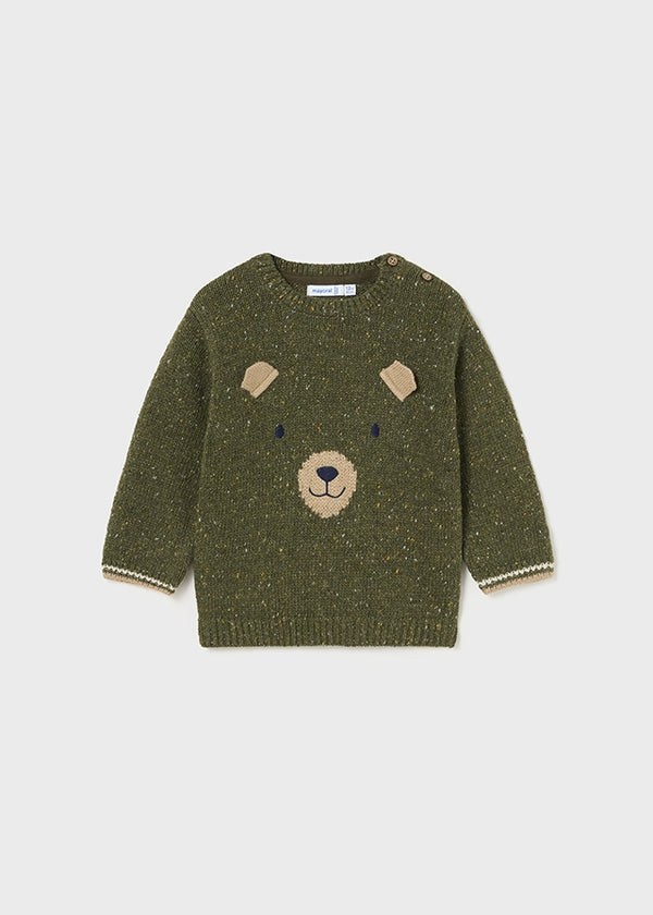 Maglione Verde con Faccia Orso