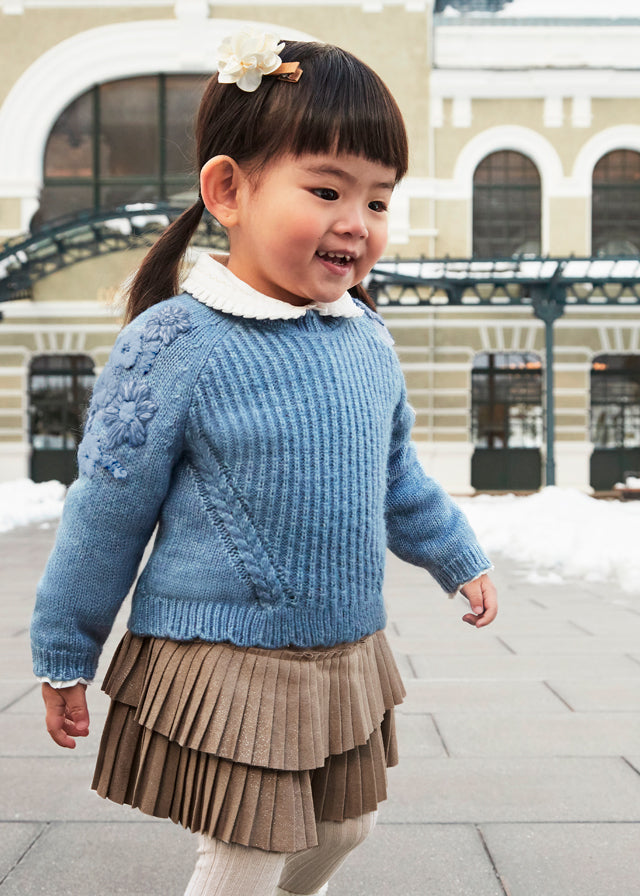 Maglione Azzurro Ricamo con Fiori