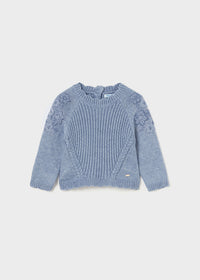 Maglione Azzurro Ricamo con Fiori