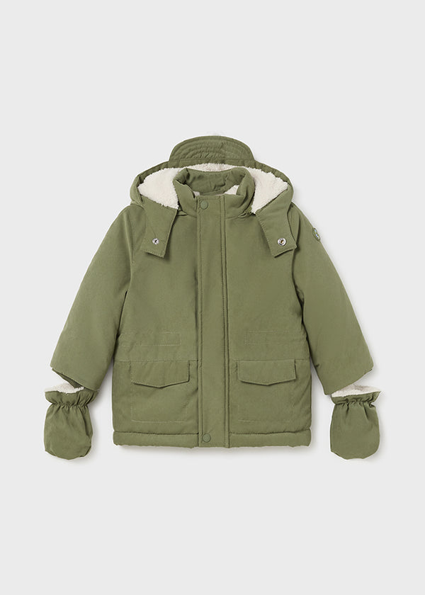 Parka Verde Bimbo con Guanti