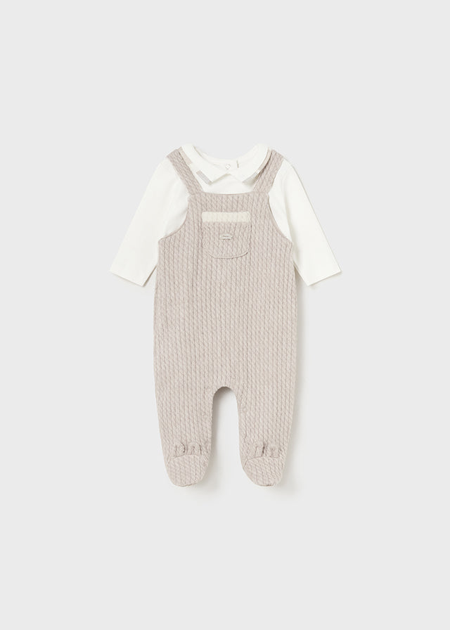 Tutina Beige Salopette con Felpa