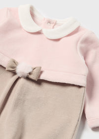 Pigiama Neonata Rosa-Beige con Cappello