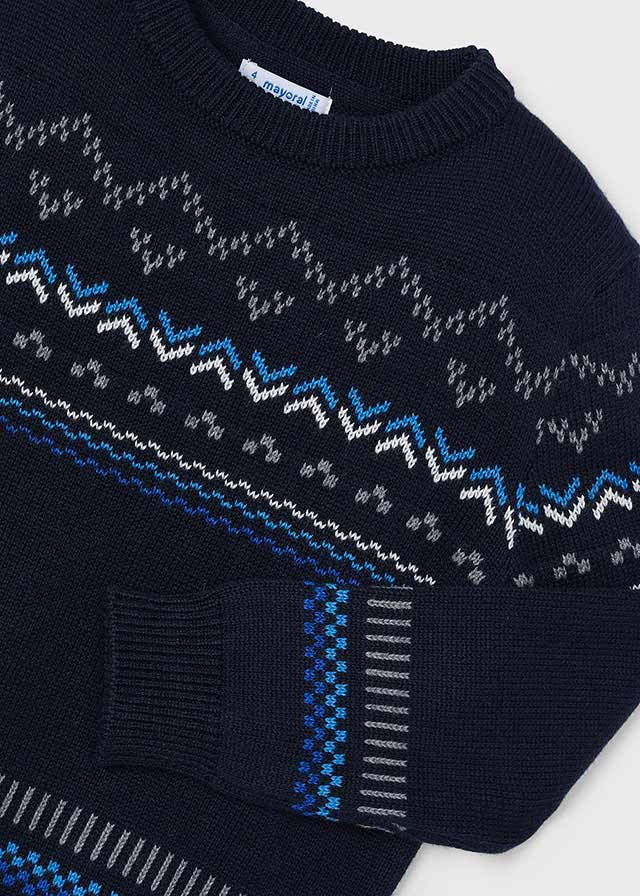 Maglione Blu Jacquard con Motivi