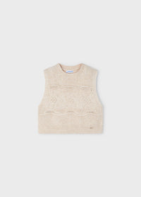 Gilet Tricot Beige Ricami