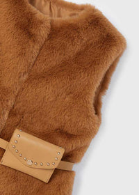 Gilet Pellicciotto Caramello con Cintura