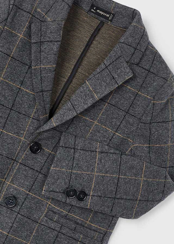 Blazer Grigio Elegante Quadri Comfort