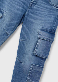 Pantalone Cargo Denim Blu