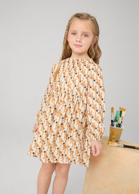 Vestito Caramello Fantasia Stampato