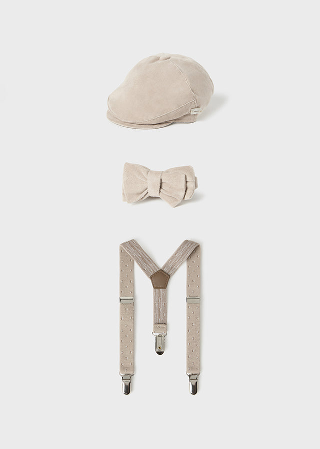 Set Cappello Beige Bretelle Papillon