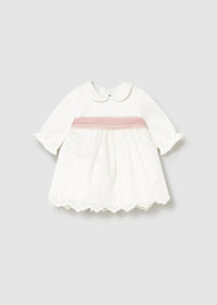 Vestito Combinato Ricamato Ecru