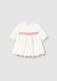 Vestito Combinato Ricamato Ecru
