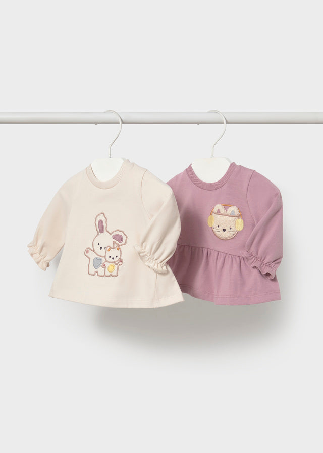 Maglia Girocollo Rosa Con Stampa Coniglietto