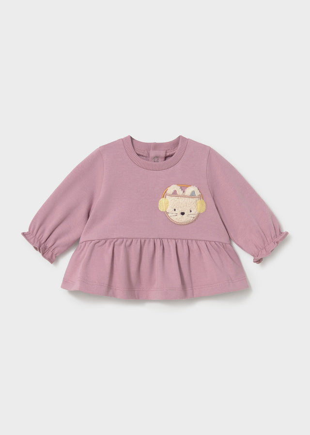 Maglia Girocollo Rosa Con Stampa Coniglietto