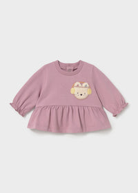 Maglia Girocollo Rosa Con Stampa Coniglietto