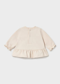 Maglia Girocollo Beige Con Stampa Coniglietto