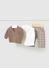 Completo Pantalone Camicia Cardigan Marrone