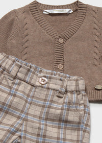 Completo Pantalone Camicia Cardigan Marrone