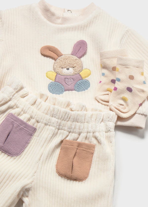 Tuta Con Calzini Beige