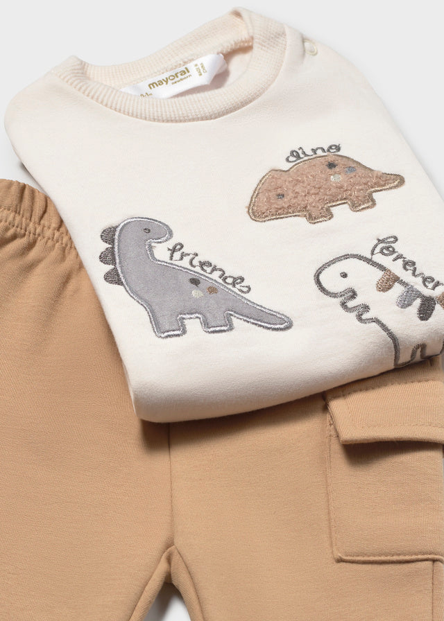 Tuta Con Pantalone Marrone E Dinosauri