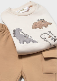Tuta Con Pantalone Marrone E Dinosauri