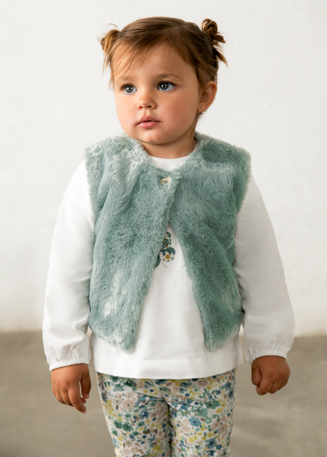 Completo Leggings Gilet Pelo Verde