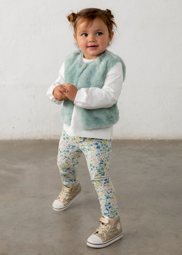 Completo Leggings Gilet Pelo Verde